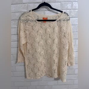 Cream Lace Layering Long Sleeve Women's Top XL  Joe Fresh Fashion #1969